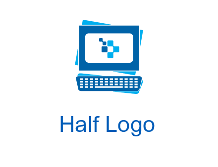 pixel in monitor and keyboard IT logo