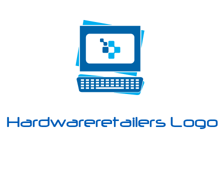 pixel in monitor and keyboard IT logo