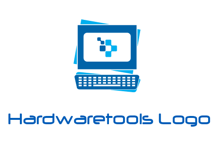 pixel in monitor and keyboard IT logo