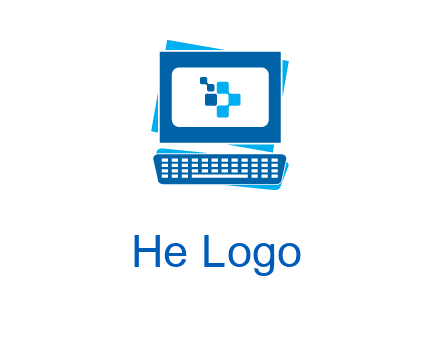 pixel in monitor and keyboard IT logo