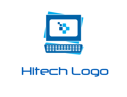pixel in monitor and keyboard IT logo