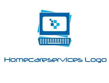 pixel in monitor and keyboard IT logo
