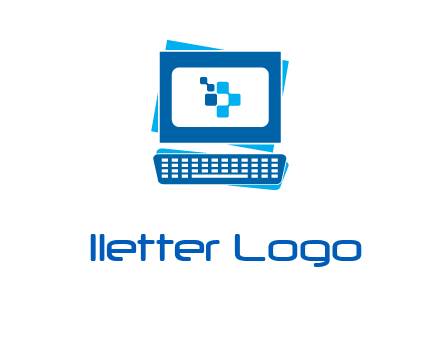 pixel in monitor and keyboard IT logo