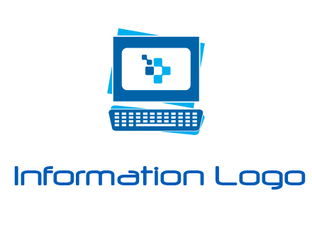 pixel in monitor and keyboard IT logo