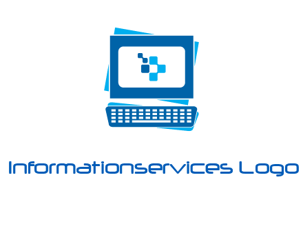 pixel in monitor and keyboard IT logo