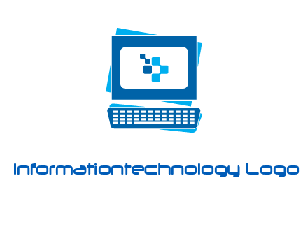 pixel in monitor and keyboard IT logo