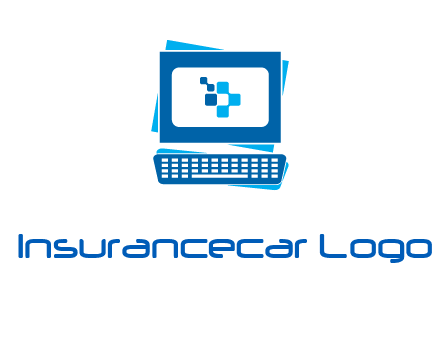 pixel in monitor and keyboard IT logo