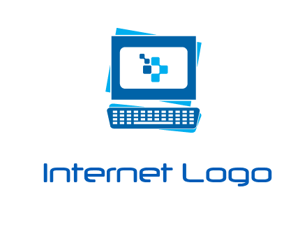 pixel in monitor and keyboard IT logo