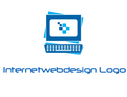 pixel in monitor and keyboard IT logo