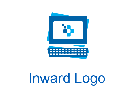 pixel in monitor and keyboard IT logo