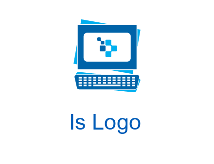 pixel in monitor and keyboard IT logo