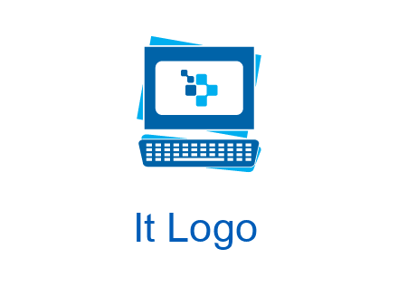 pixel in monitor and keyboard IT logo