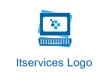 pixel in monitor and keyboard IT logo