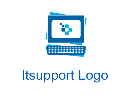 pixel in monitor and keyboard IT logo