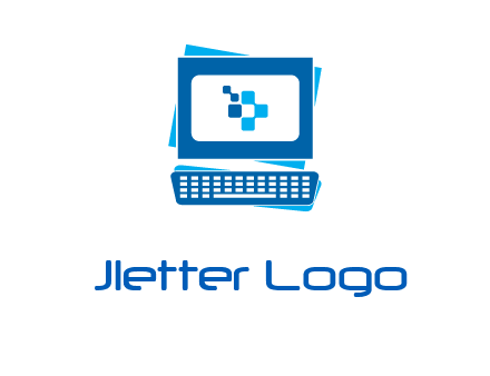 pixel in monitor and keyboard IT logo