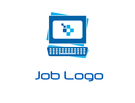 pixel in monitor and keyboard IT logo