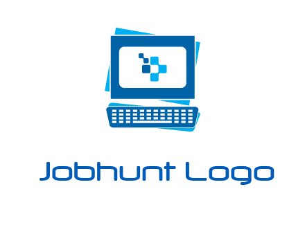 pixel in monitor and keyboard IT logo