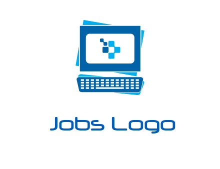 pixel in monitor and keyboard IT logo