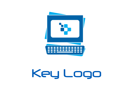 pixel in monitor and keyboard IT logo