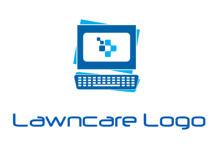 pixel in monitor and keyboard IT logo
