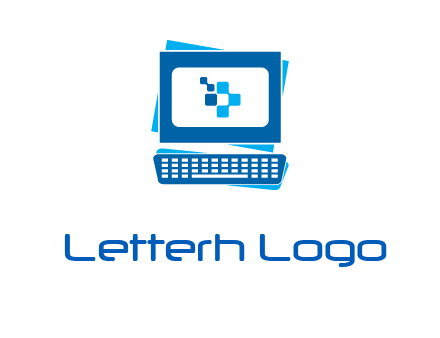 pixel in monitor and keyboard IT logo