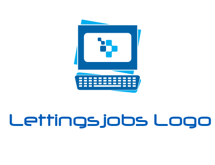 pixel in monitor and keyboard IT logo