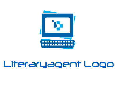 pixel in monitor and keyboard IT logo
