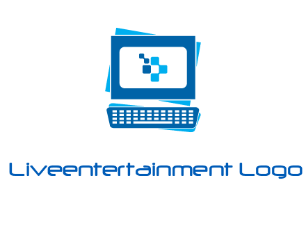 pixel in monitor and keyboard IT logo