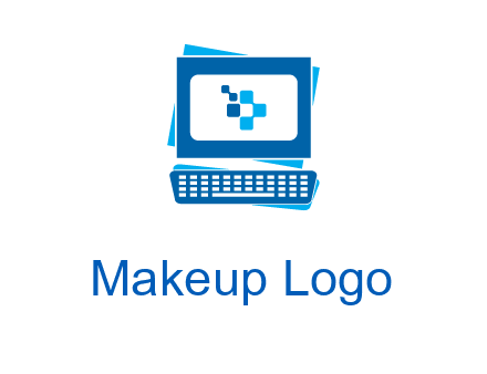 pixel in monitor and keyboard IT logo