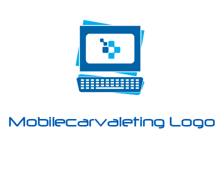 pixel in monitor and keyboard IT logo