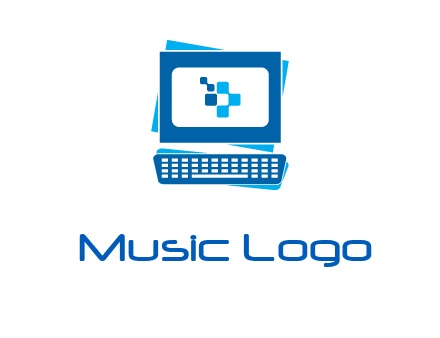 pixel in monitor and keyboard IT logo