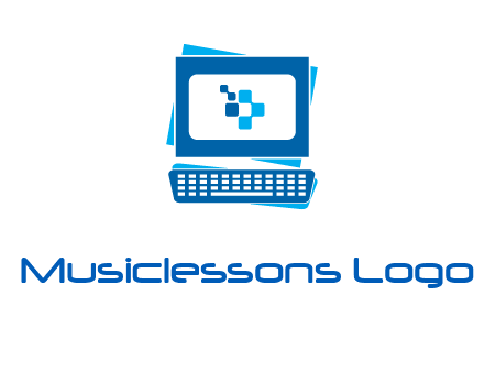 pixel in monitor and keyboard IT logo