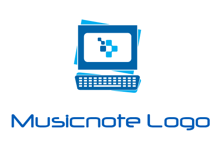 pixel in monitor and keyboard IT logo