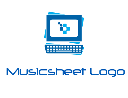 pixel in monitor and keyboard IT logo