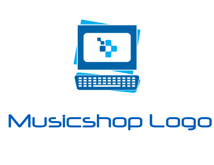 pixel in monitor and keyboard IT logo