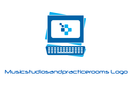 pixel in monitor and keyboard IT logo