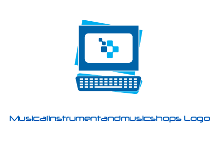 pixel in monitor and keyboard IT logo