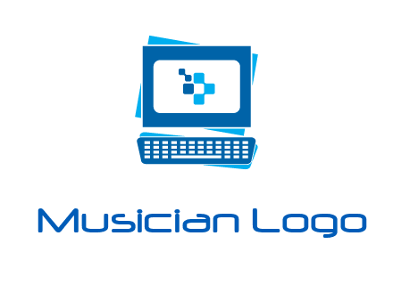 pixel in monitor and keyboard IT logo