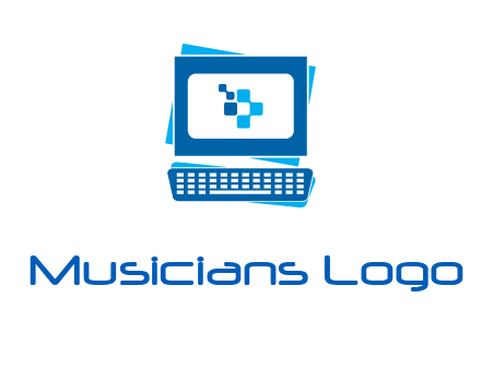 pixel in monitor and keyboard IT logo