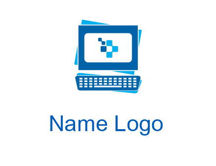 pixel in monitor and keyboard IT logo