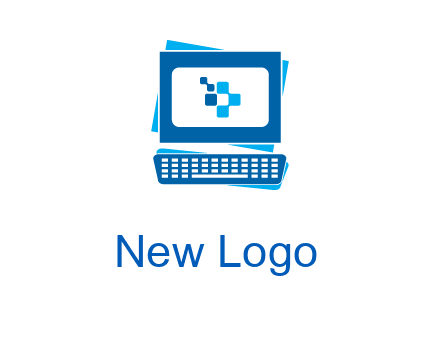 pixel in monitor and keyboard IT logo
