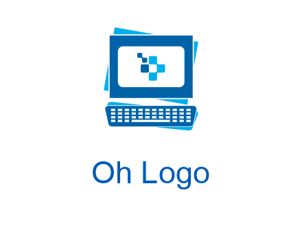 pixel in monitor and keyboard IT logo