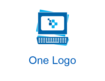 pixel in monitor and keyboard IT logo