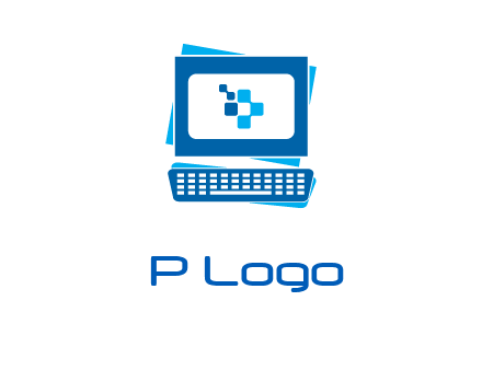 pixel in monitor and keyboard IT logo