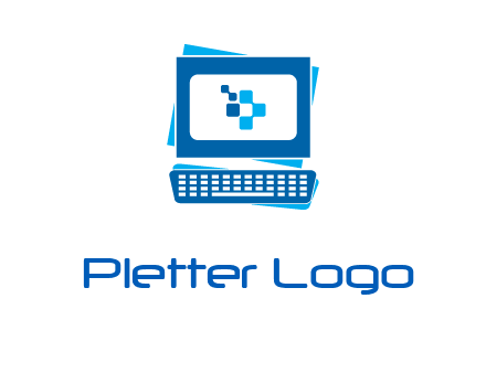 pixel in monitor and keyboard IT logo