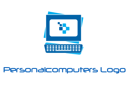 pixel in monitor and keyboard IT logo