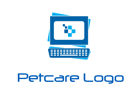 pixel in monitor and keyboard IT logo
