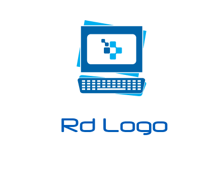 pixel in monitor and keyboard IT logo