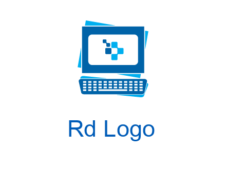 pixel in monitor and keyboard IT logo