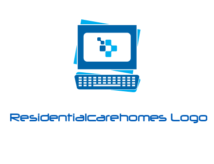 pixel in monitor and keyboard IT logo